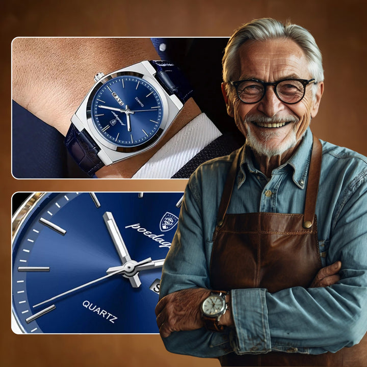 Modiva's Elegant Blue Leather Quartz Watch