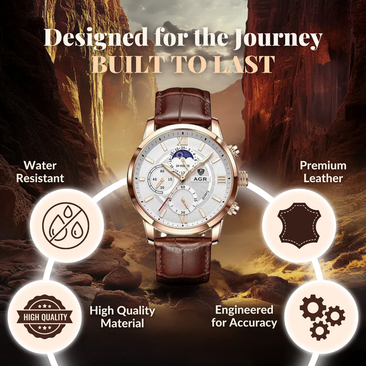 Valoty's Luxury Moon Phase Quartz Wrist Watch