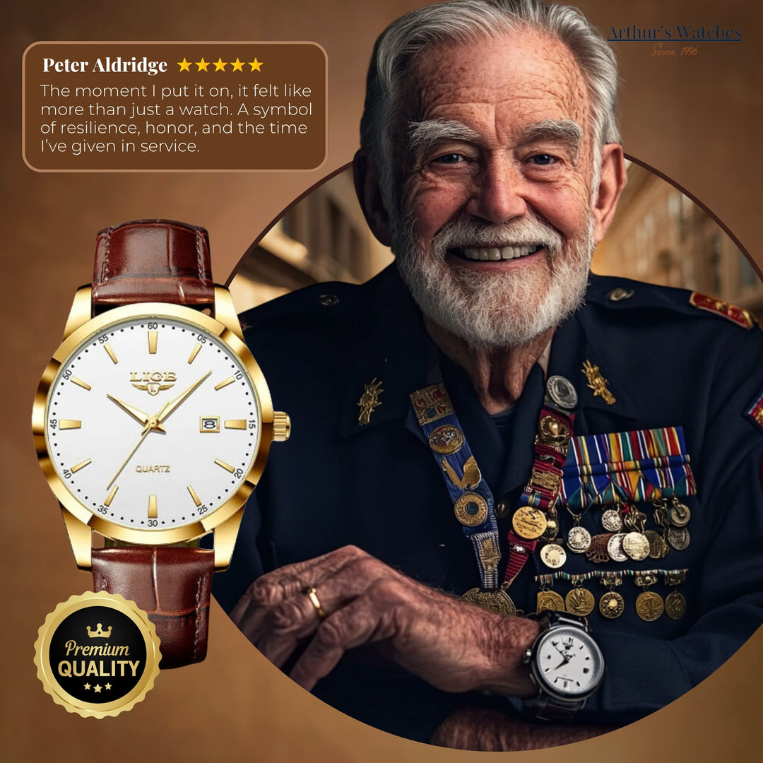 Valoty's Gold Luxury Military Inspired Wrist Watch